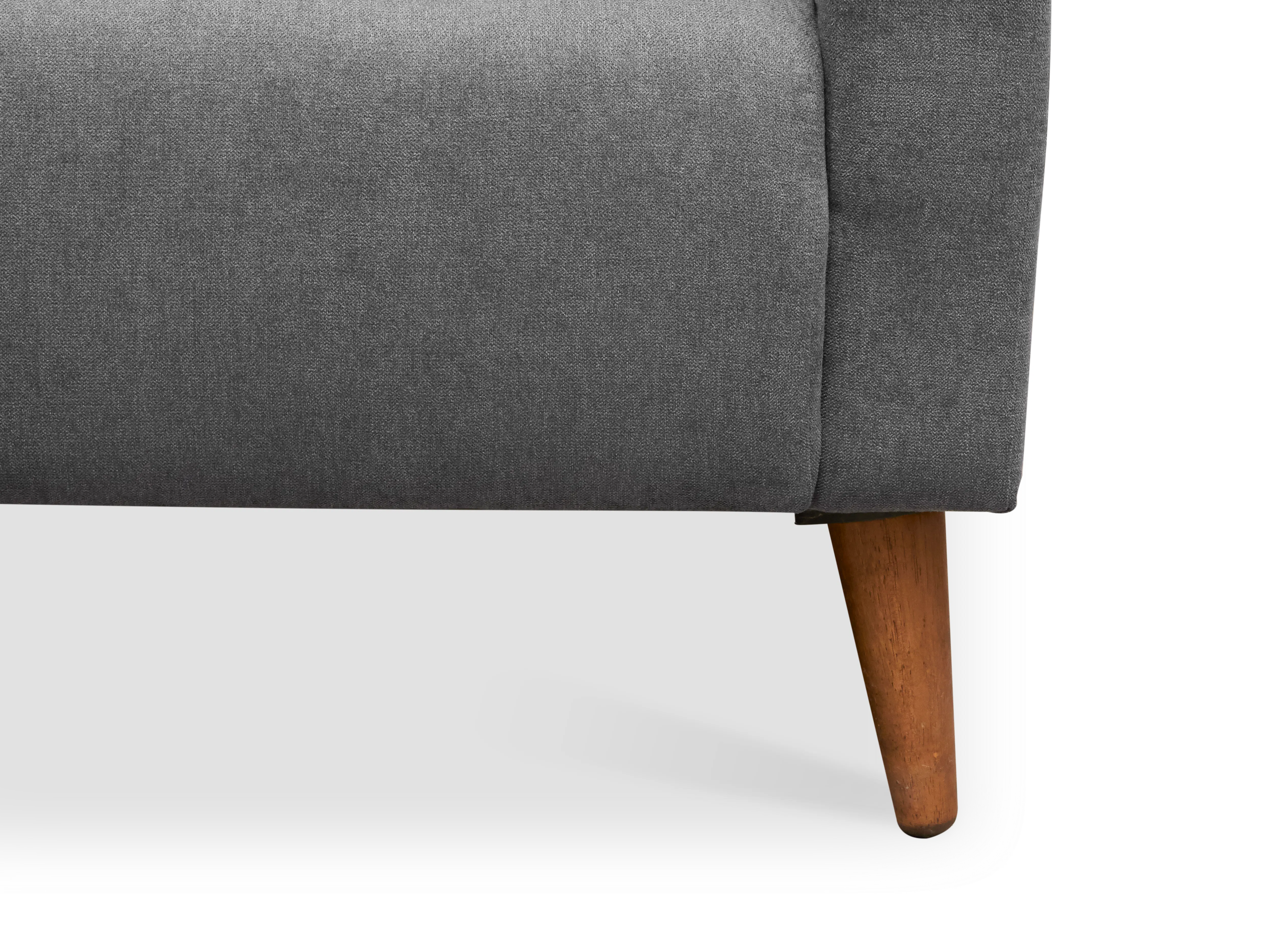 Bennett 3 Seater Sofa - Gray Owl - 11 - Gray upholstered chair, wooden leg, textured fabric, soft upholstery, cozy seating