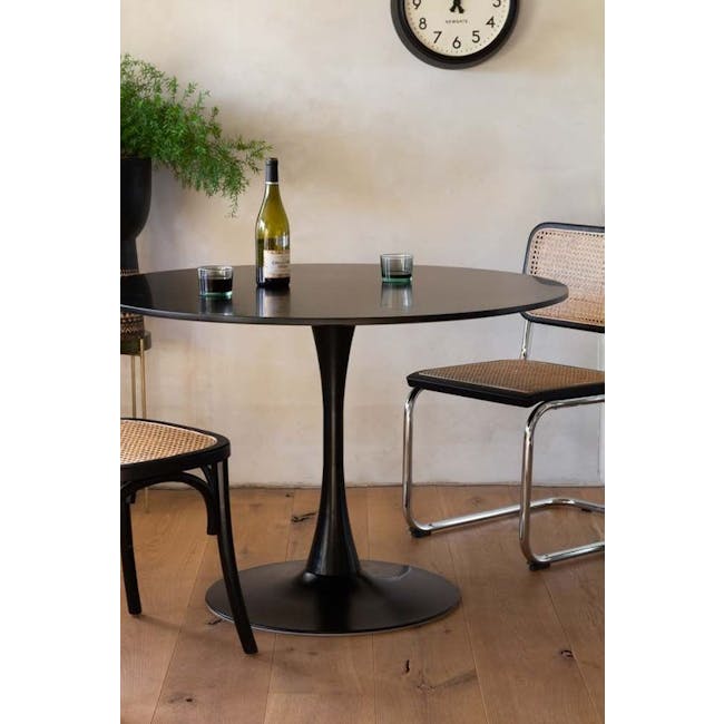 (As-is) Carmen Round Dining Table 1m - Black - 2 - 7