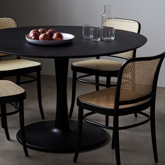 (As-is) Carmen Round Dining Table 1m - Black - 2 - 6