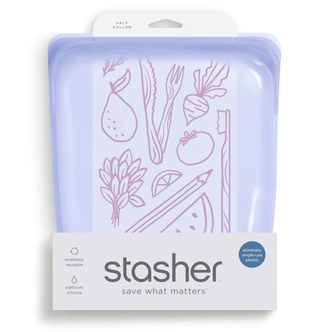 Stasher Reusable Silicone Bag - Half Gallon - Lavender - 5