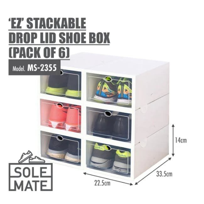 SoleMate 'EZ' Stackable Drop Lid Shoe Box (Pack of 6) - 5