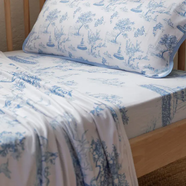 House of Holly Bamboo Crib Sheet - Garden Toile (Baby Blue) - 3