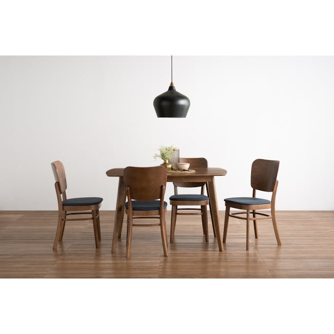 Harold Dining Table 1.2m - Cocoa - 3 - Modern dining room, minimalist design, wooden furniture, sleek black pendant light