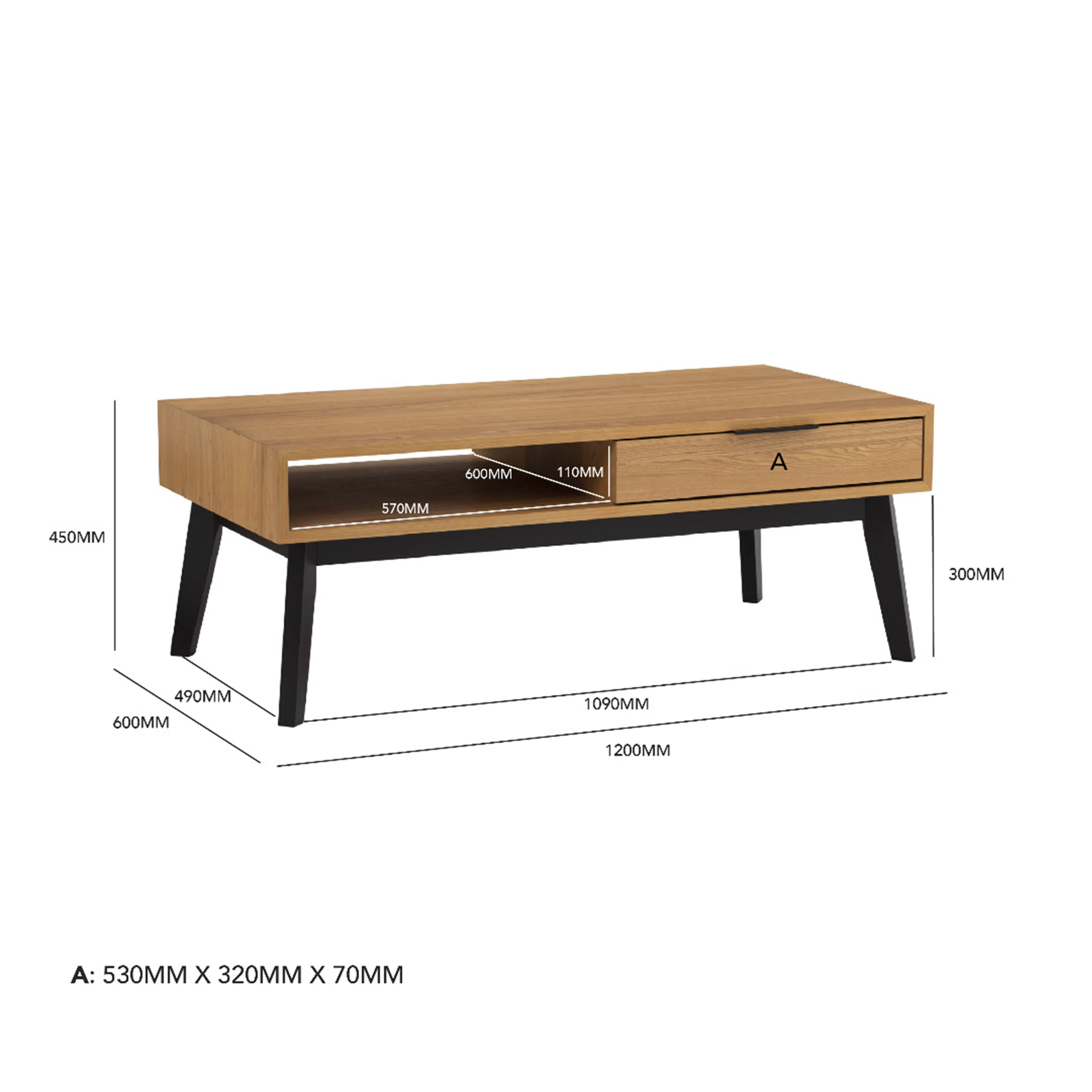 (As-is) Malton Single Drawer Coffee Table - Oak - 1 - 13