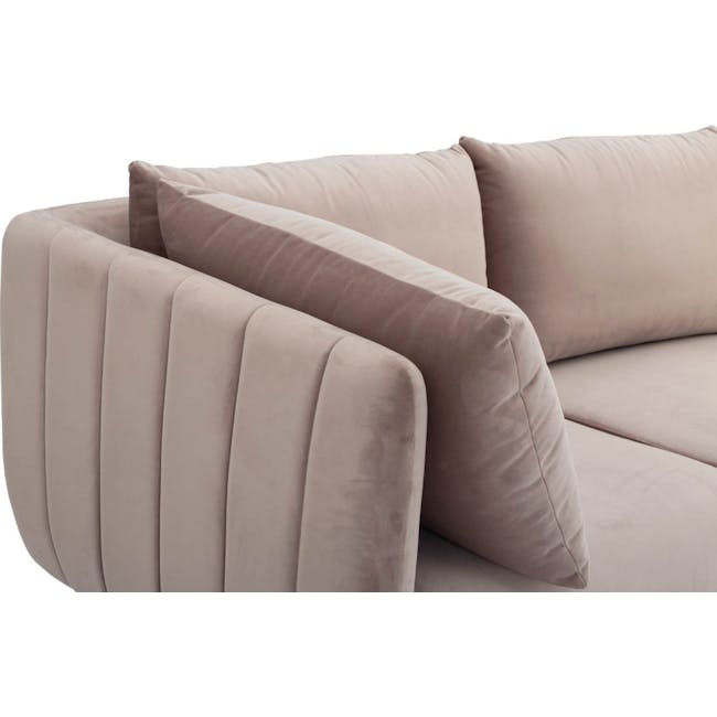 Esme 3 Seater Sofa - Blush (Velvet) - 5