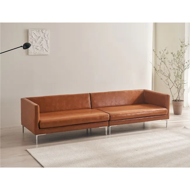 Leca 4 Seater Sofa - Black (Faux Leather) - 12
