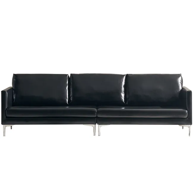 Leca 4 Seater Sofa - Black (Faux Leather) - 1