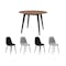 Ralph Round Dining Table 1m in Cocoa with 4 Fynn Dining Chairs in Black and River Grey