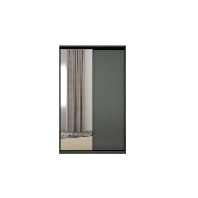 Lorren Sliding Door Wardrobe 1 with Mirror - Graphite Linen - 7