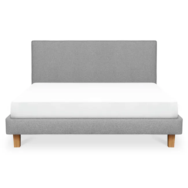 ESSENTIALS King Headboard Divan Bed - Shadow Grey (Pet Friendly) - 3 - Grey upholstered bed with wooden legs, minimalist