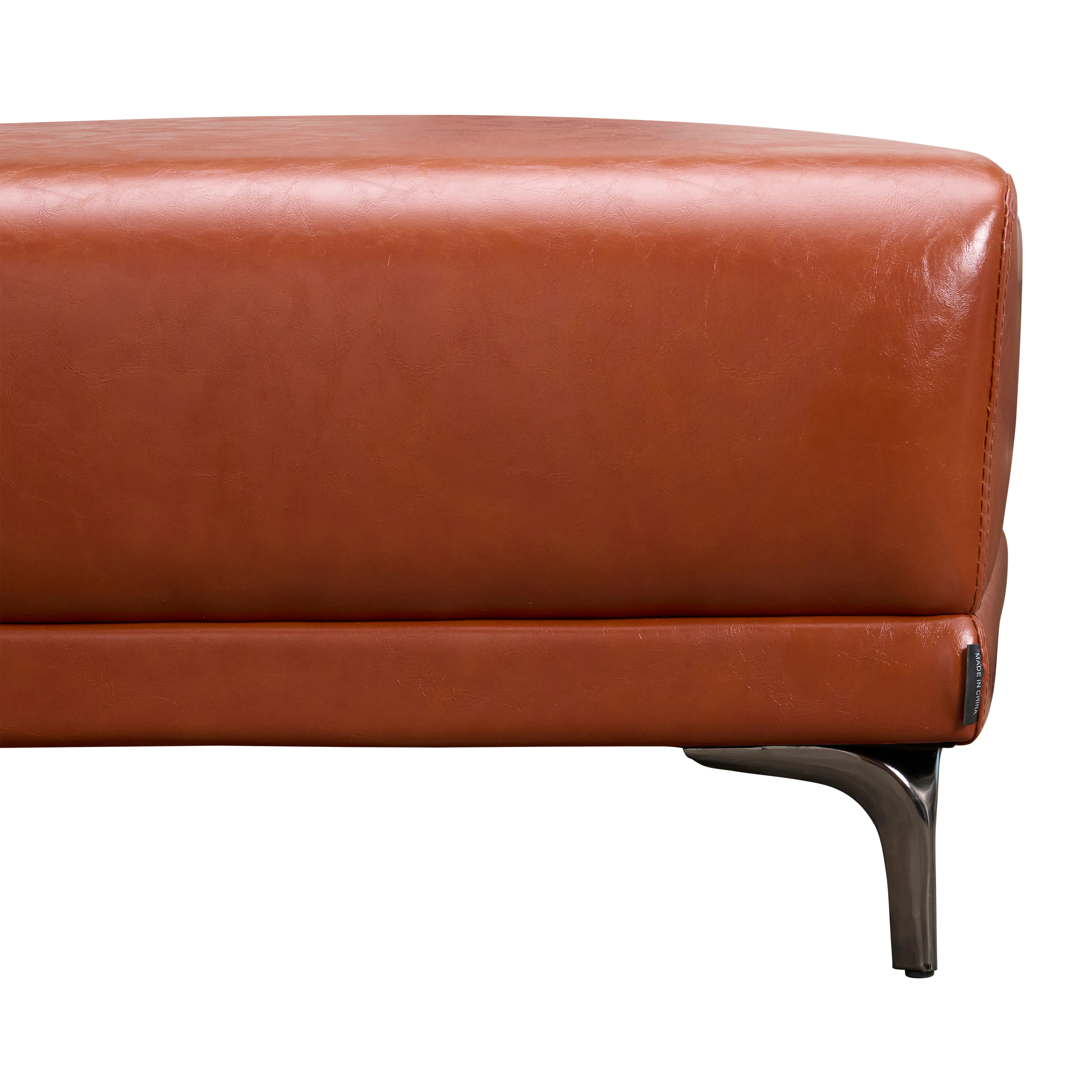 Lorney Ottoman - Camel (Faux Leather) - 30