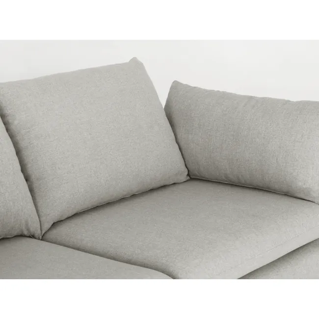 Astrid 2 Seater Sofa - Walnut, Ivory - 3 - Grey fabric sofa, minimalist design, comfortable cushions, soft texture, modern
