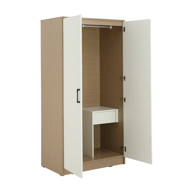 Fince 2 Door Wardrobe 0.9m - White, Oak - 6