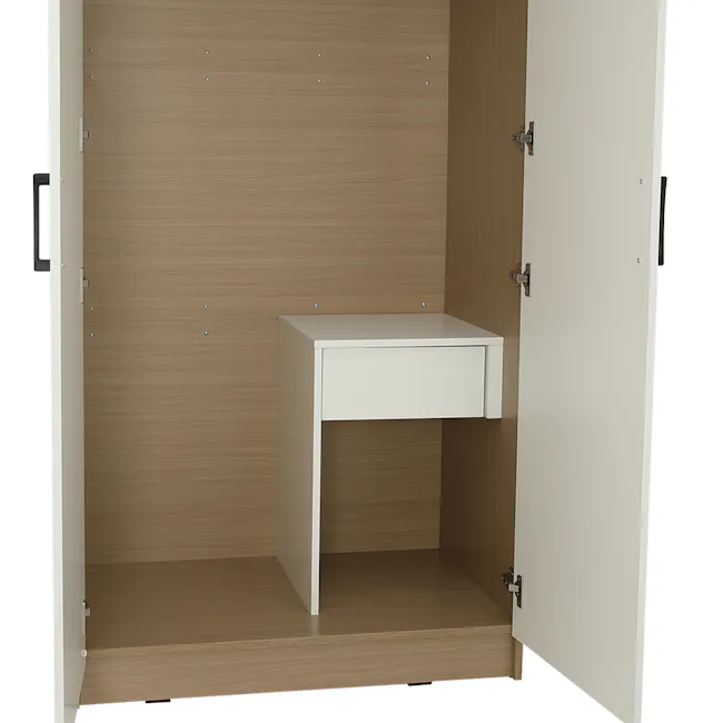 Fince 2 Door Wardrobe 0.9m - White, Oak - 7