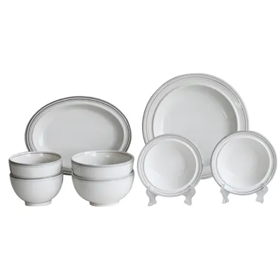 Syracuse Maple 8-Piece Ceramic Dinnerware Set - Winter Grey