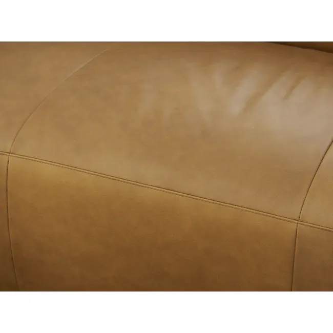 Antonio 3 Seater Sofa - Saddle Tan (Premium Aniline Leather) - 8 - Leather sofa surface, smooth texture, stitching details