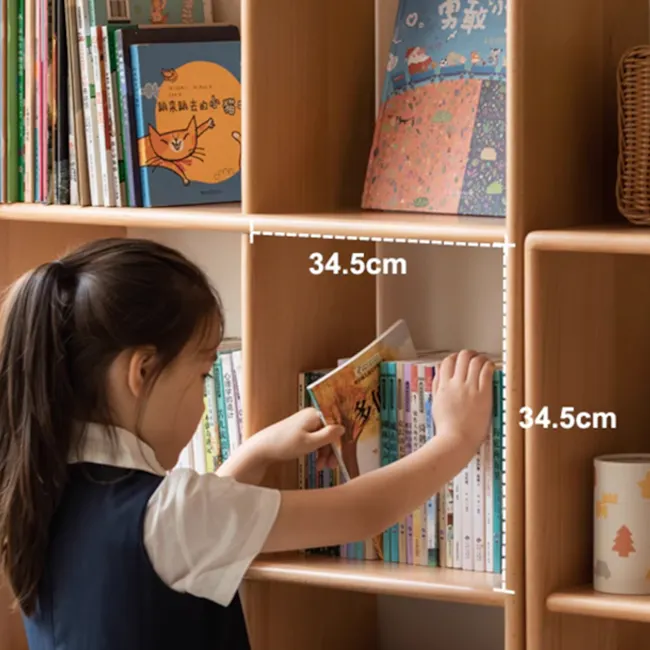 Howy 4 Tier Wooden Kids Open Bookshelf - 8 - bookshelf, children, shelf, vertical, book, shelf divider, 5cm, bookshelf