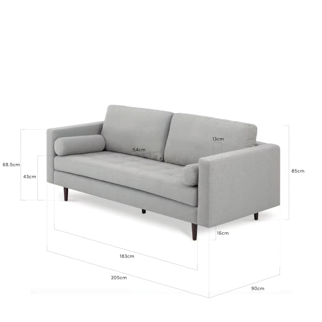 Nolan 3 Seater Sofa - Slate (Fabric) - 6