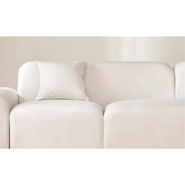 Sono 4 Seater Chaise Sofa - Ivory (Pet Friendly) - 22 - White leather sofa, minimalist design, modern decor, cozy living