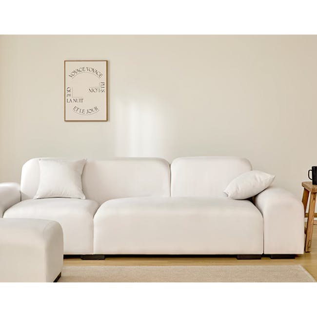Sono 4 Seater Chaise Sofa - Ivory (Pet Friendly) - 5 - White modern sofa, minimalist decor, neutral color palette, clean