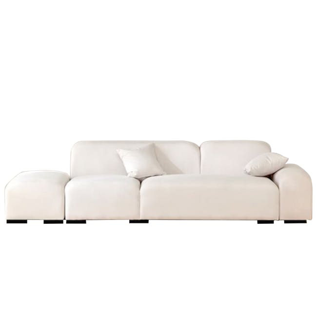 Sono 4 Seater Chaise Sofa - Ivory (Pet Friendly) - 6 - White leather sofa, minimalist design, modern decor, elegant