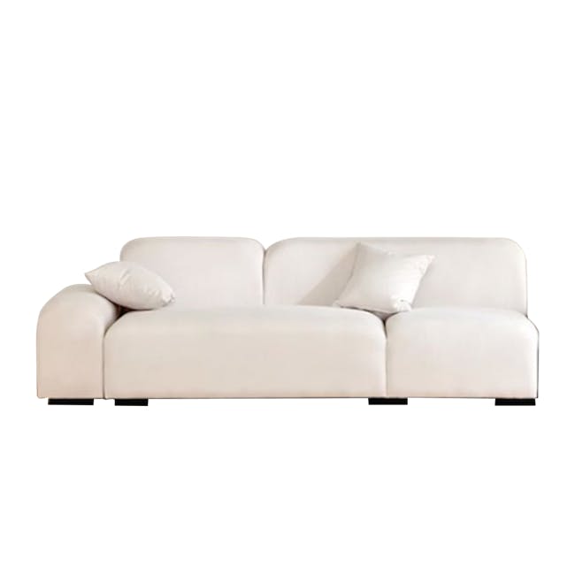 Sono 4 Seater Chaise Sofa - Ivory (Pet Friendly) - 1 - White leather sofa, minimalist design, modern decor, cozy living