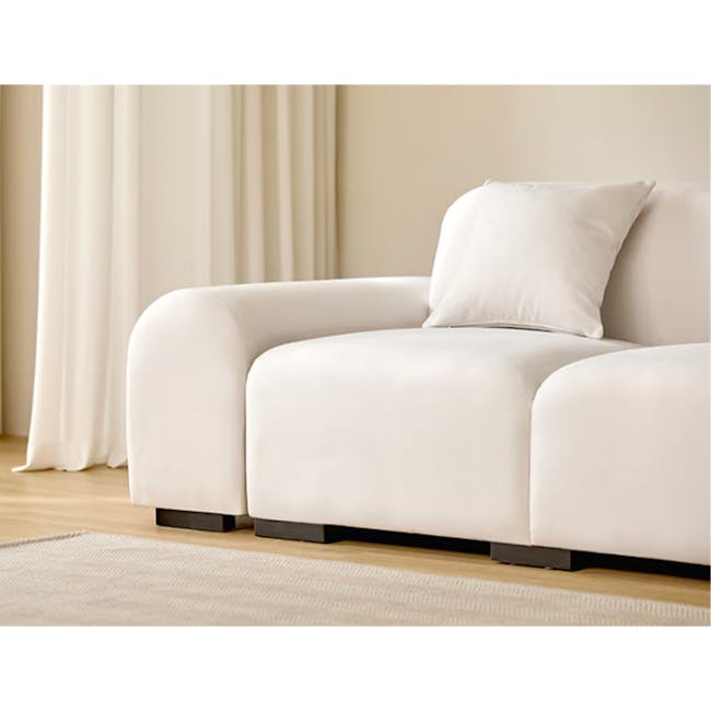 Sono 4 Seater Chaise Sofa - Ivory (Pet Friendly) - 10 - Cream-colored, modern, minimalist, sleek, contemporary, comfortable