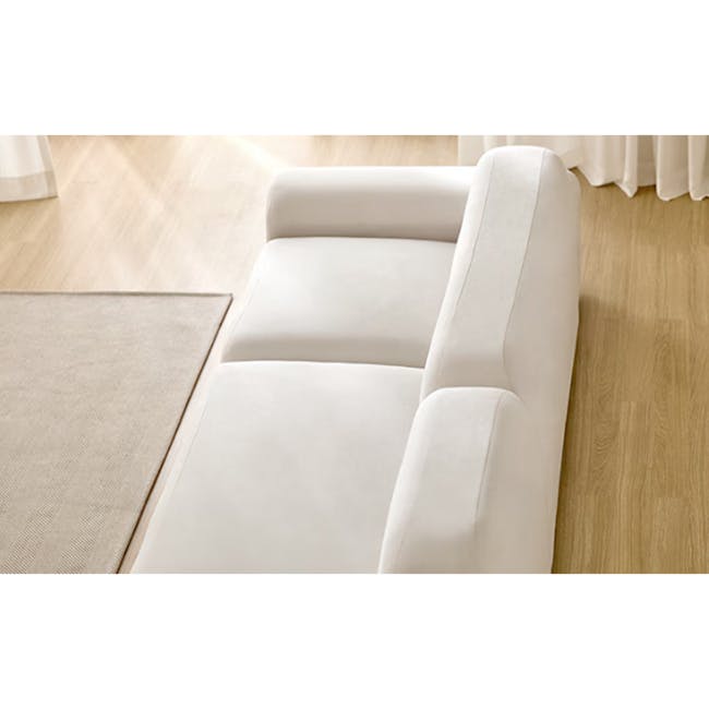 Sono 4 Seater Chaise Sofa - Ivory (Pet Friendly) - 9 - Modern minimalist white sofa, sleek design, comfortable seating, soft