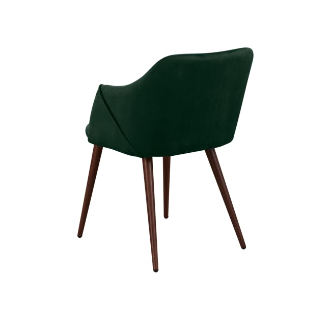 Lydia Dining Armchair - Walnut, Pine Green (Velvet) - 7 - Green upholstered chair, wooden legs, minimalist design, elegant