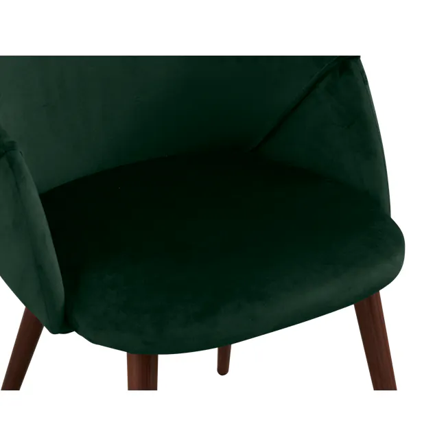 Lydia Dining Armchair - Walnut, Pine Green (Velvet) - 8 - Green upholstered chair, wooden legs, minimalist design, soft