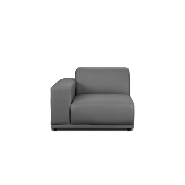 Milan 3 Seater Sofa with Ottoman - Smokey Grey (Faux Leather) - 17 - Grey leather sofa, modern design, sleek upholstery