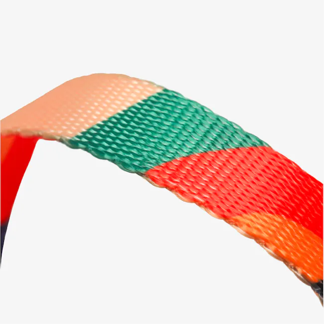 Pidan Cat Harness with Matching Leash - Dotty - 8 - Vibrant, multicolored fabric ribbon, Green, orange, and red stripes