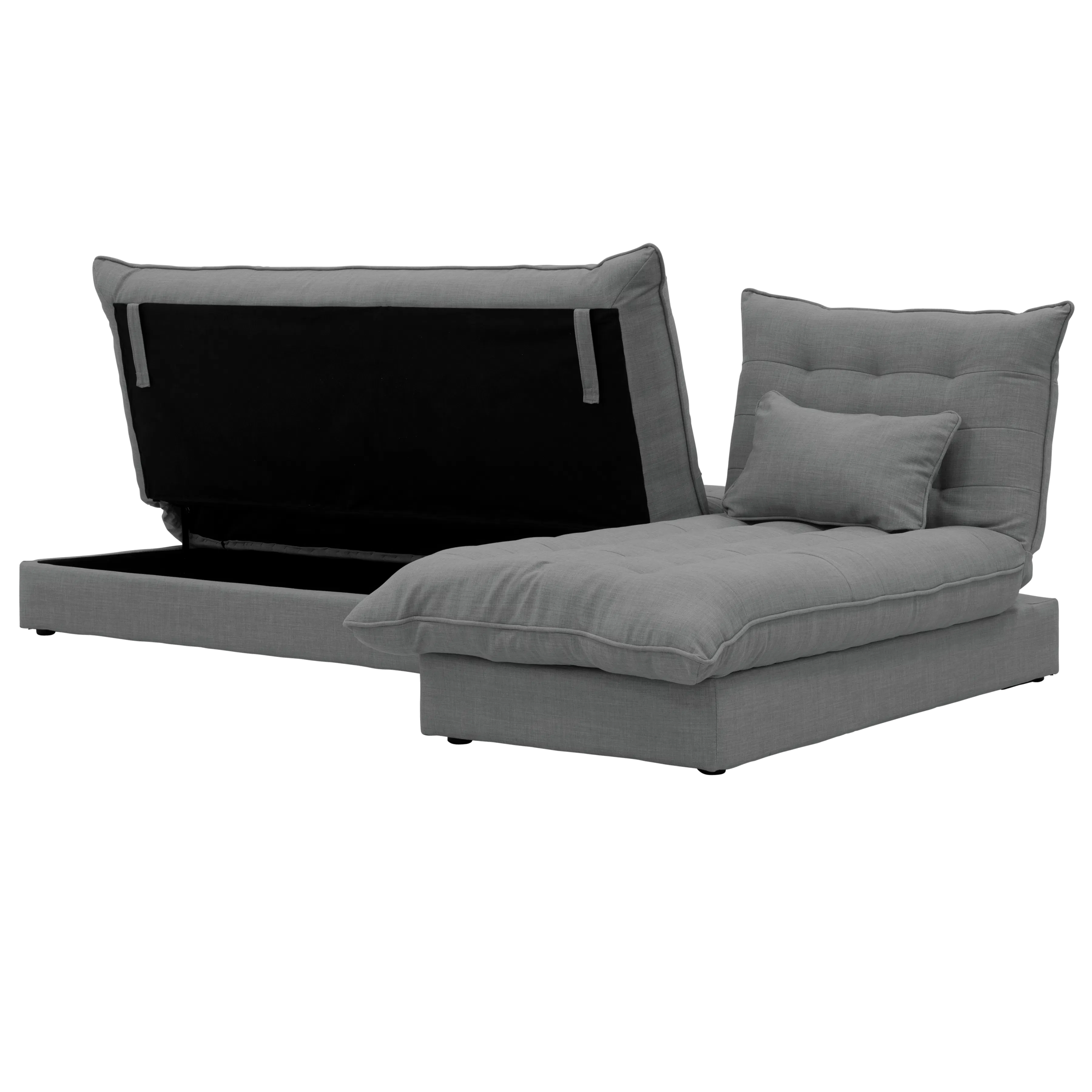 Tessa L-Shaped Storage Sofa Bed - Pewter Grey (Eco Clean Fabric) - 11 - Grey upholstered sectional sofa with black storage