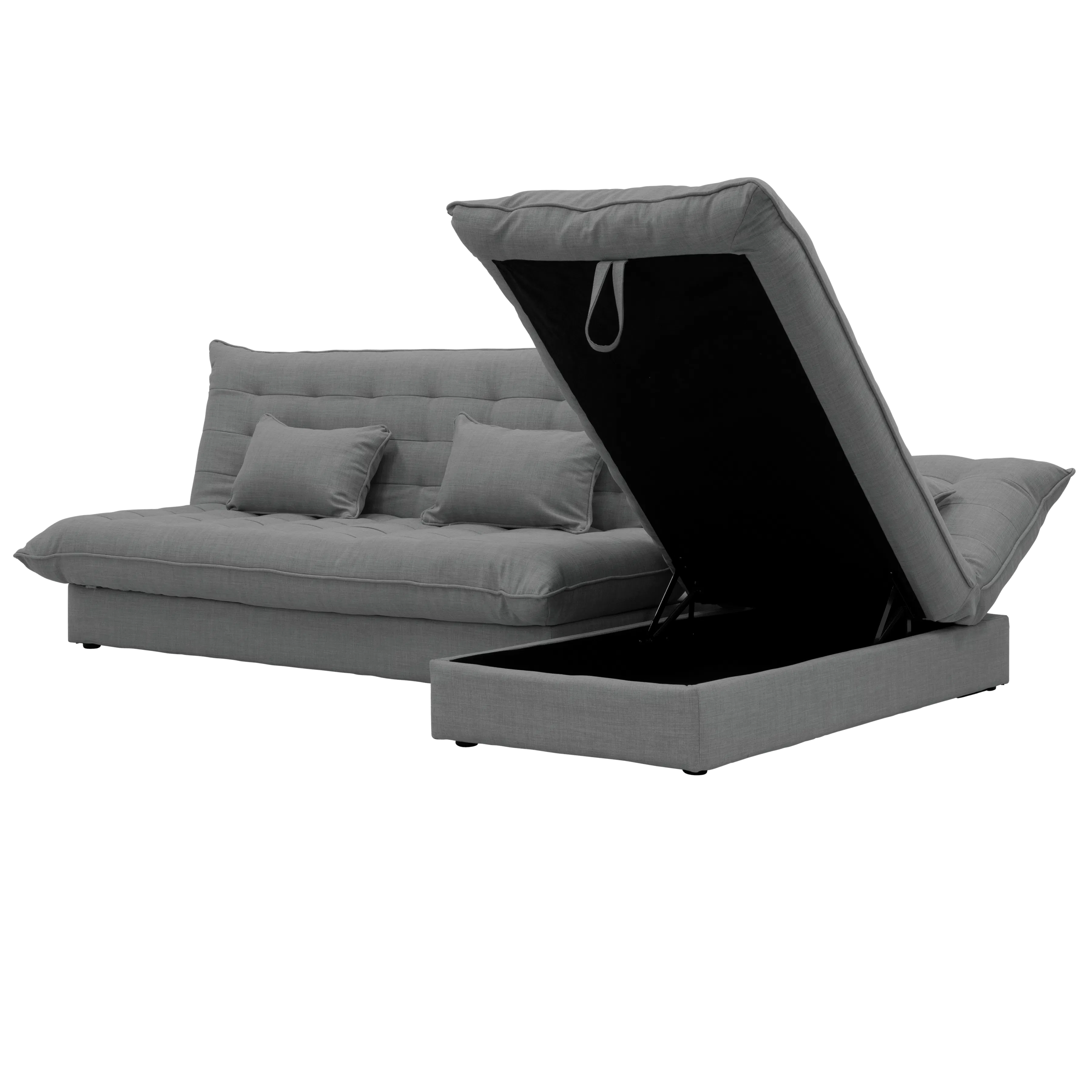 Tessa L-Shaped Storage Sofa Bed - Pewter Grey (Eco Clean Fabric) - 10 - Modern gray sofa with cushioned seats and backrest