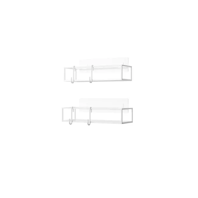 Cubiko Wall Shelf Rack (Set of 2) - White - 1