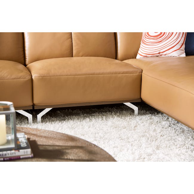 Colton L-Shaped Sofa - Tan (Genuine Cowhide + Faux Leather) - 6