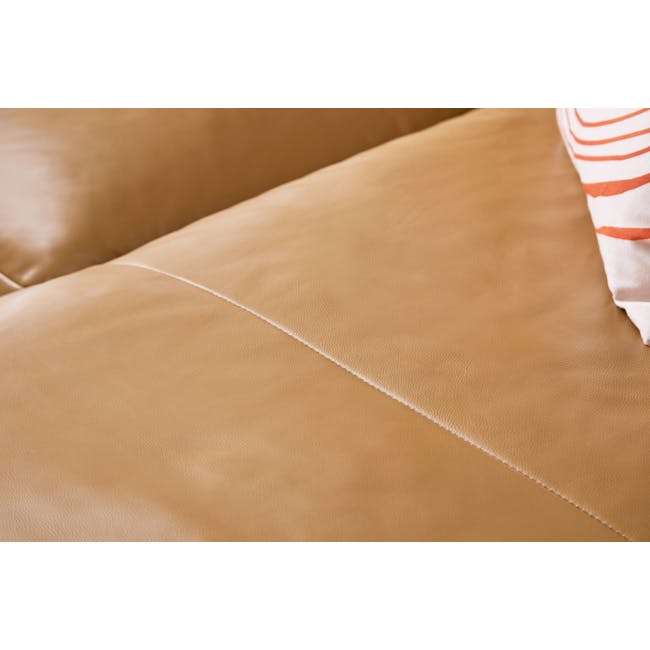 Colton L-Shaped Sofa - Tan (Genuine Cowhide + Faux Leather) - 16