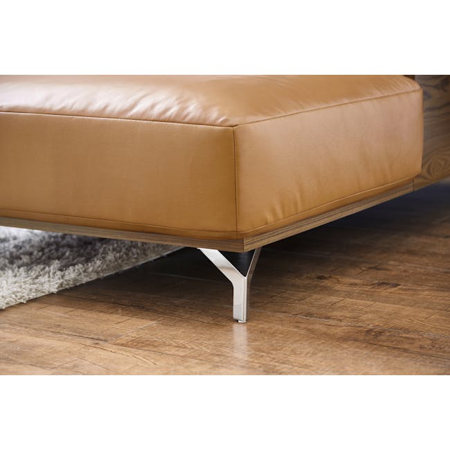 Colton L-Shaped Sofa - Tan (Genuine Cowhide + Faux Leather) - 20