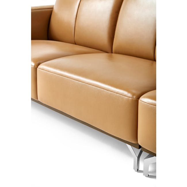 Colton L-Shaped Sofa - Tan (Genuine Cowhide + Faux Leather) - 21