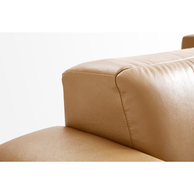 Colton L-Shaped Sofa - Tan (Genuine Cowhide + Faux Leather) - 13