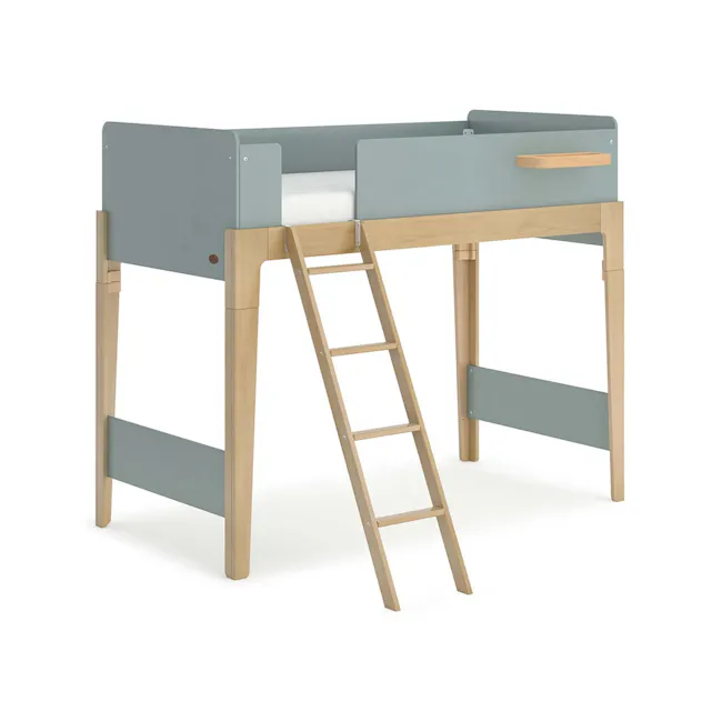 Natty Boori Single Loft Bed - Blueberry & Almond - 1 - modern bunk bed, wooden ladder, child's bed, adjustable headboard