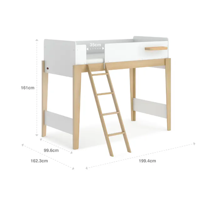 Natty Boori Single Loft Bed - Blueberry & Almond - 7 - Compact, modern bunk bed with adjustable height, Adjustable height