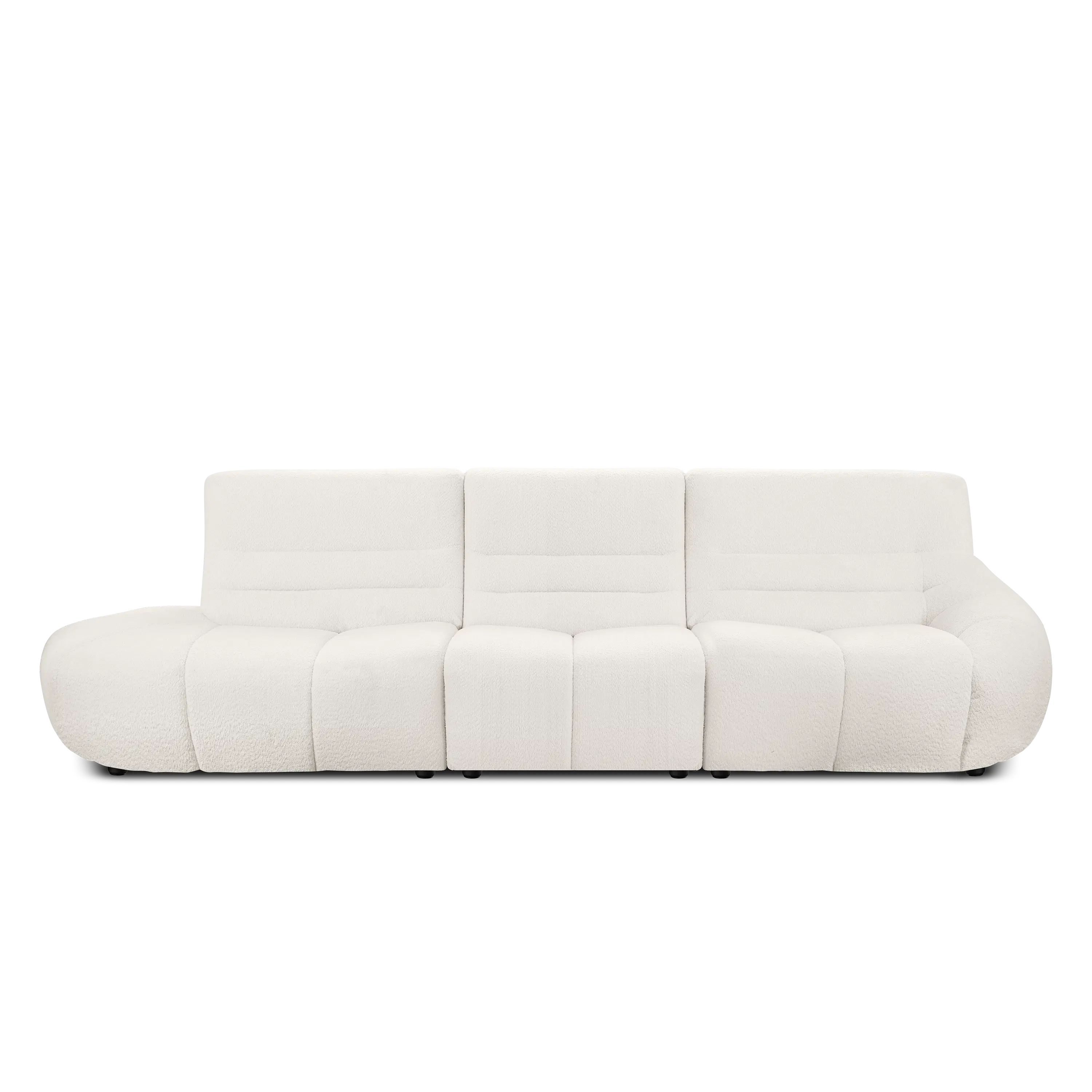 Tara Left Extended Chaise Sofa Unit - Beige - 14 - Sleek, modern white sectional sofa with plush, textured upholstery.