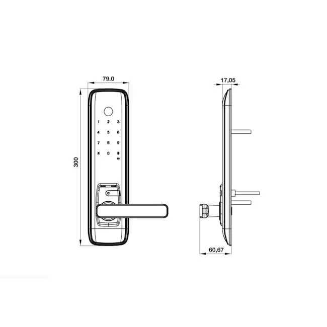 Hafele Gate + Door Lock Bundle: EL7800 + GL6600 - 4 - 3D illustration, keypad, numeric keypad, dial panel, numeric keypad