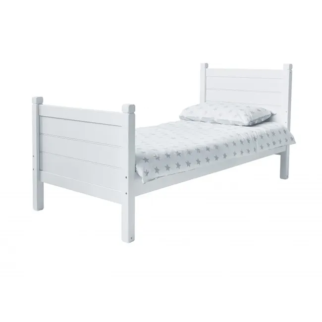 Tommy Modular Single Bed - 1 - White wooden bunk bed, minimalist design, modern aesthetic, child-friendly features, bedside