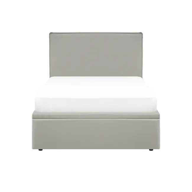 Arthur Super Single Storage Bed - Oslo Grey (Faux Leather) - 1 - Modern minimalist bed with gray headboard and white