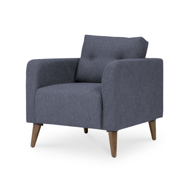 Bennett Armchair - Midnight - 2 - Grey upholstered armchair, wooden legs, minimalist design, comfortable seating, modern