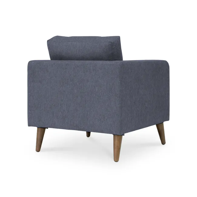 Bennett 2 Seater Sofa with Bennett Armchair - Midnight - 9 - Grey upholstered sofa, wooden legs, minimalist design, modern