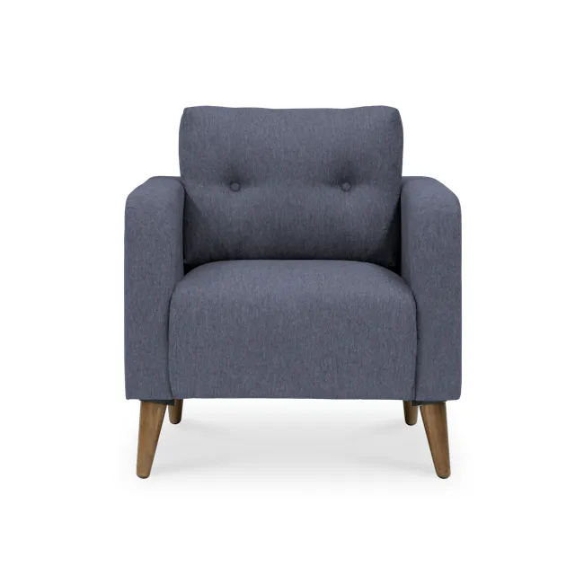 Bennett 2 Seater Sofa with Bennett Armchair - Midnight - 6 - Grey upholstered armchair, wooden legs, modern design, textured
