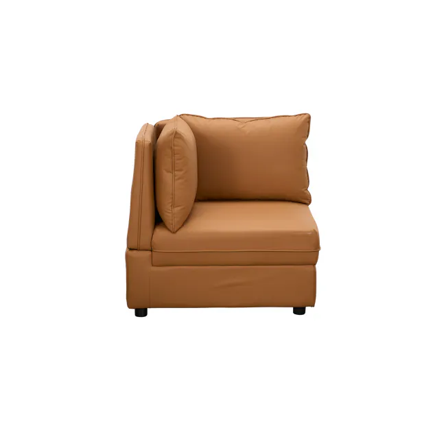 Cameron Corner Unit - Tan (Pet Friendly) - 3 - Brown leather sofa, modern design, comfortable cushions, plush upholstery